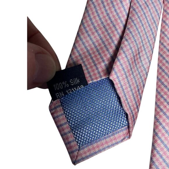 Tommy Hilfiger Tie Pink Blue Diagonal Stripes Business‎ Formal Preppy Classic - Picture 11 of 12